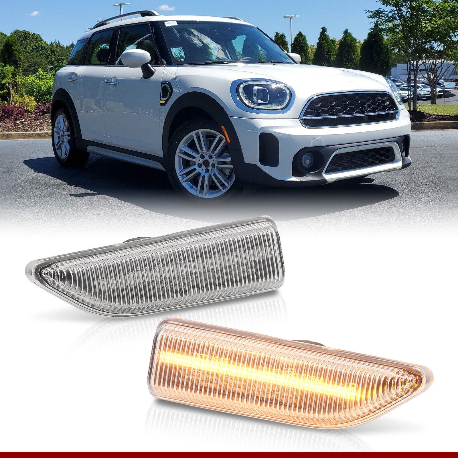 Mini Cooper Countryman F60 2017-2023 Front Amber LED Side Marker Lights Clear Len - Parts Agent
