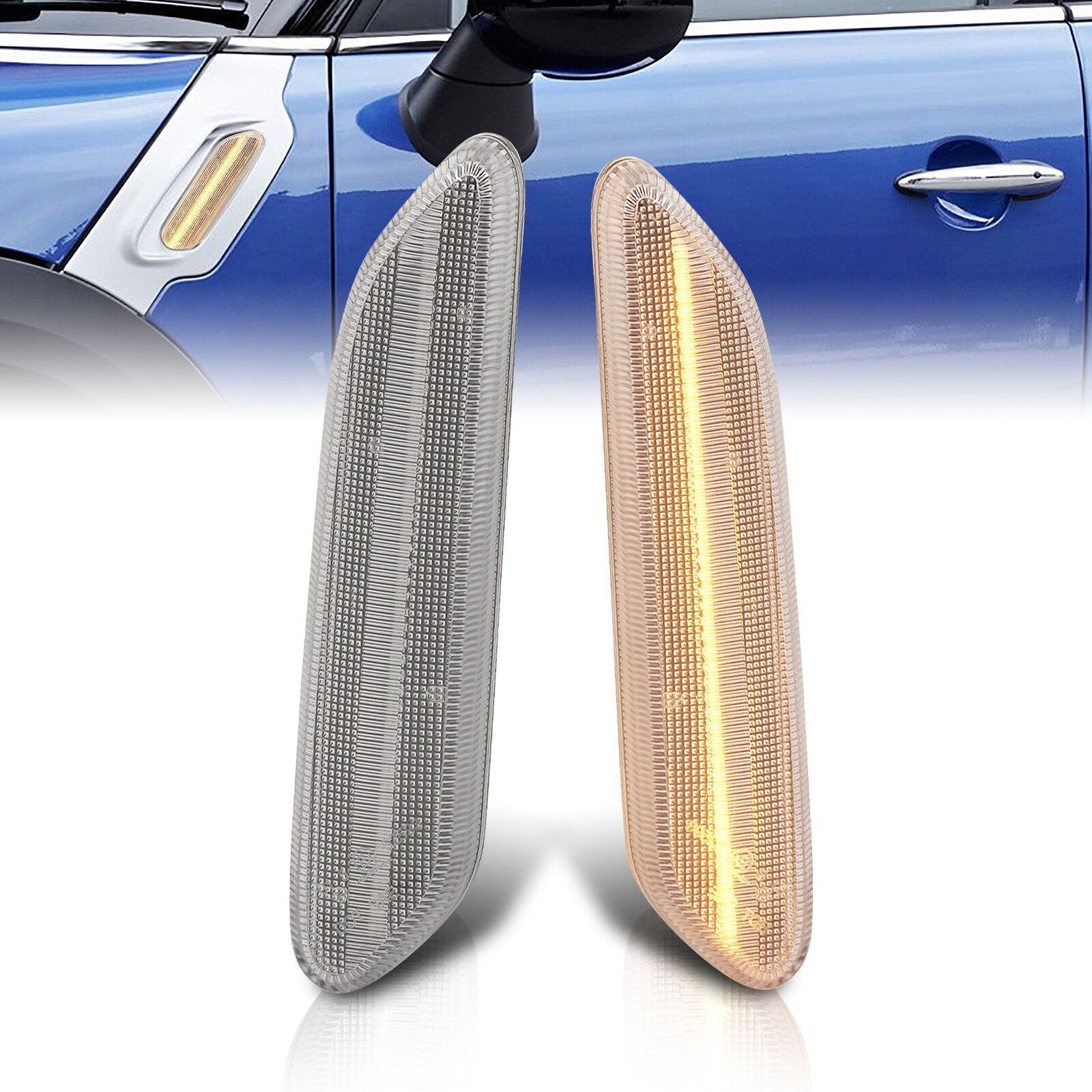 Mini Cooper Countryman R60 2011-2016 / Paceman R61 2013-2016 Front Amber Sequential LED Side Marker Lights Clear Len - Parts Agent
