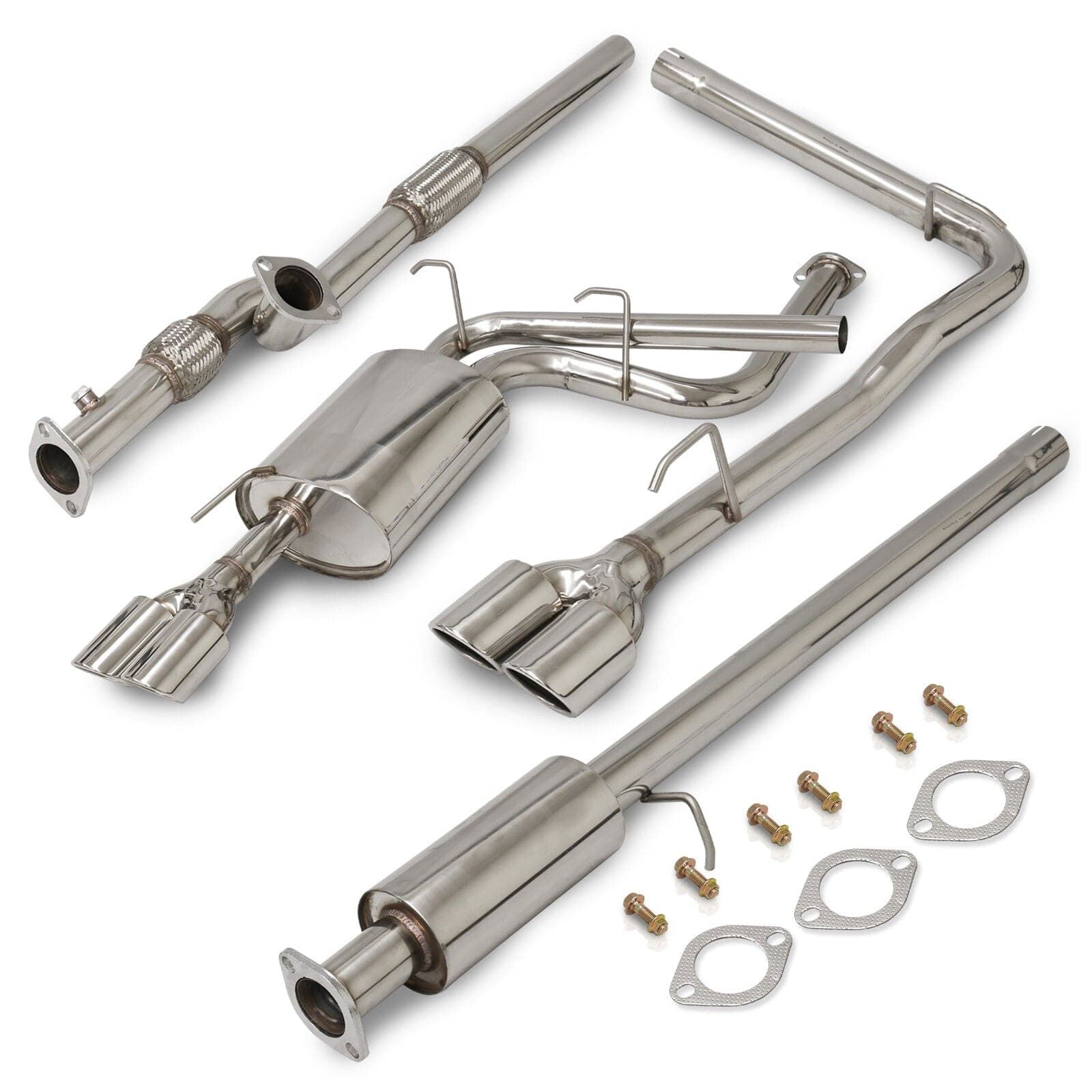 Mitsubishi 3000GT Turbo 1991-1999 Quad Tip Stainless Steel Catback Exhaust System (Piping: 2.0" / 51mm to 2.5" / 65mm | Tip: 3.0") - Parts Agent