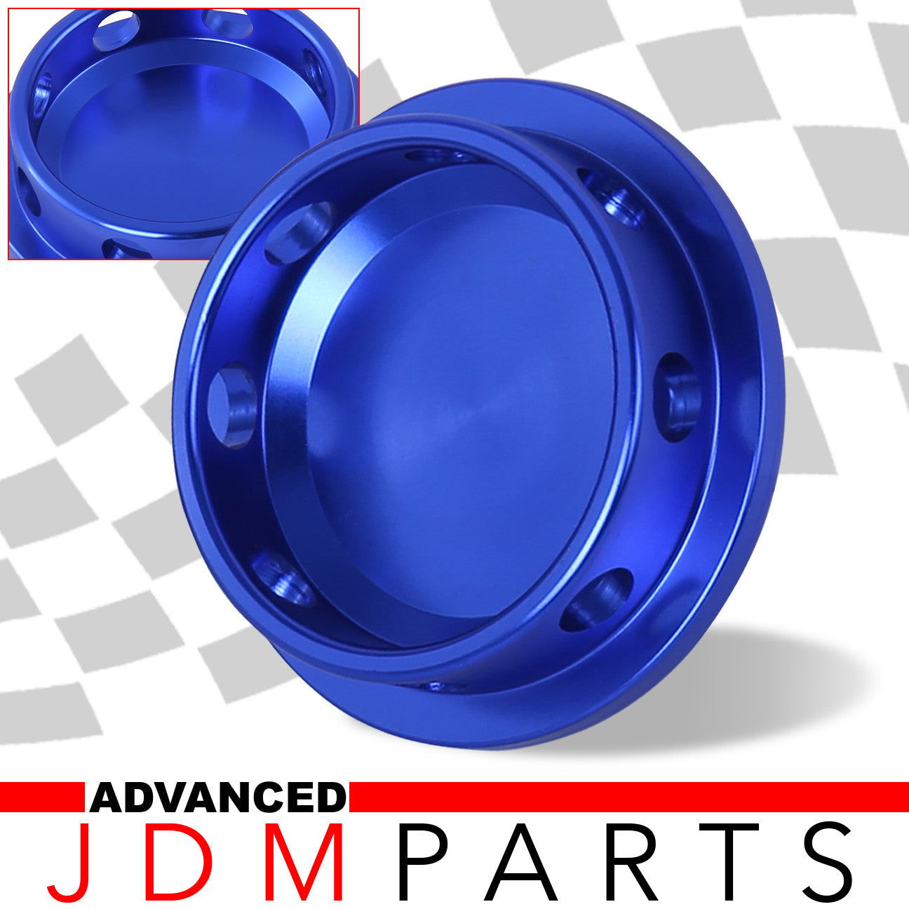 Mitsubishi Aluminum Round Circle Hole Style Oil Cap Blue - Parts Agent