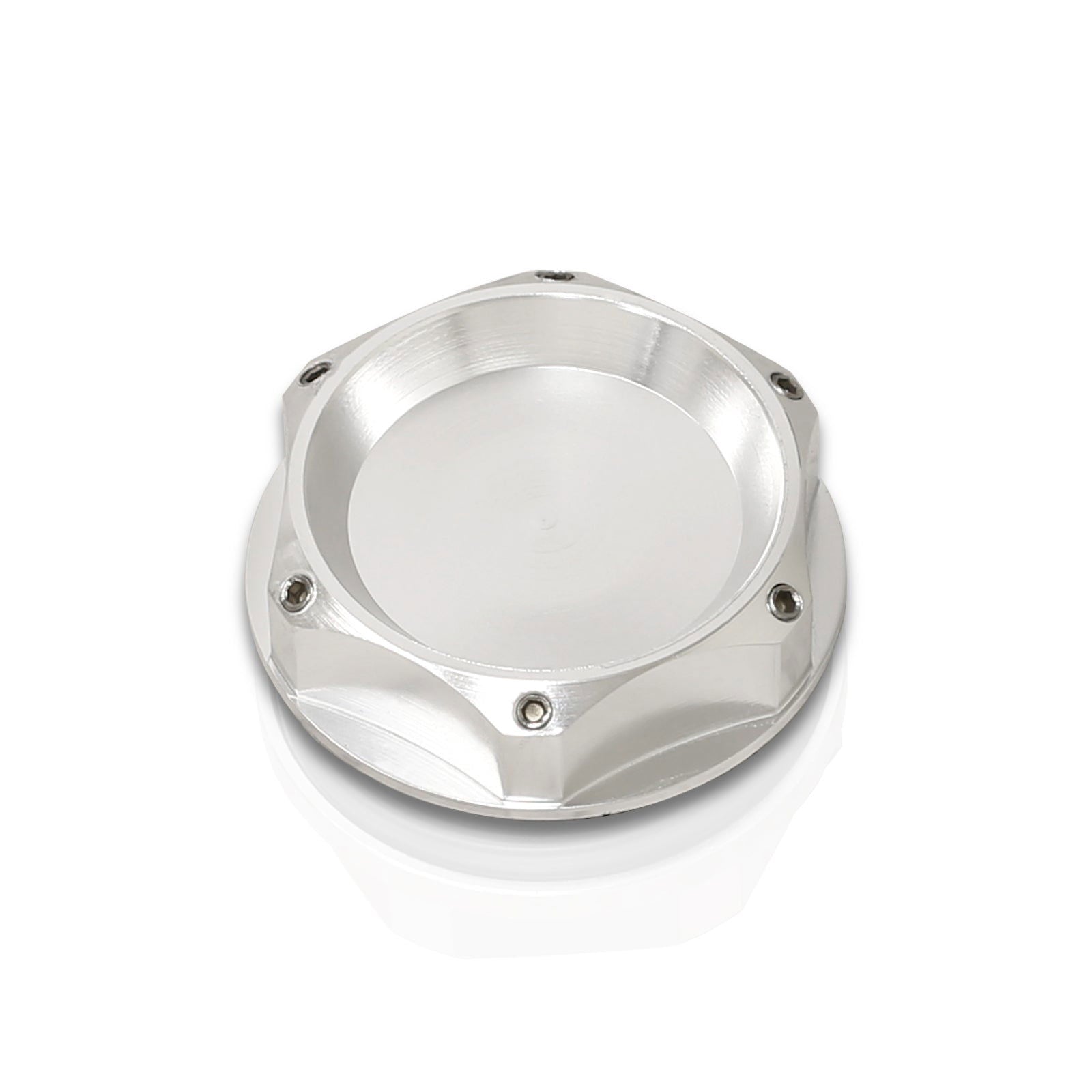 Mitsubishi Aluminum Round Circle Hole Style Oil Cap Silver - Parts Agent
