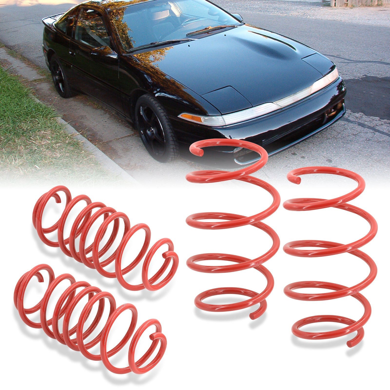 Mitsubishi Eclipse 1989-1994 Lowering Springs Red (Front ~ 2.0" / Rear ~ 2.0") - Parts Agent