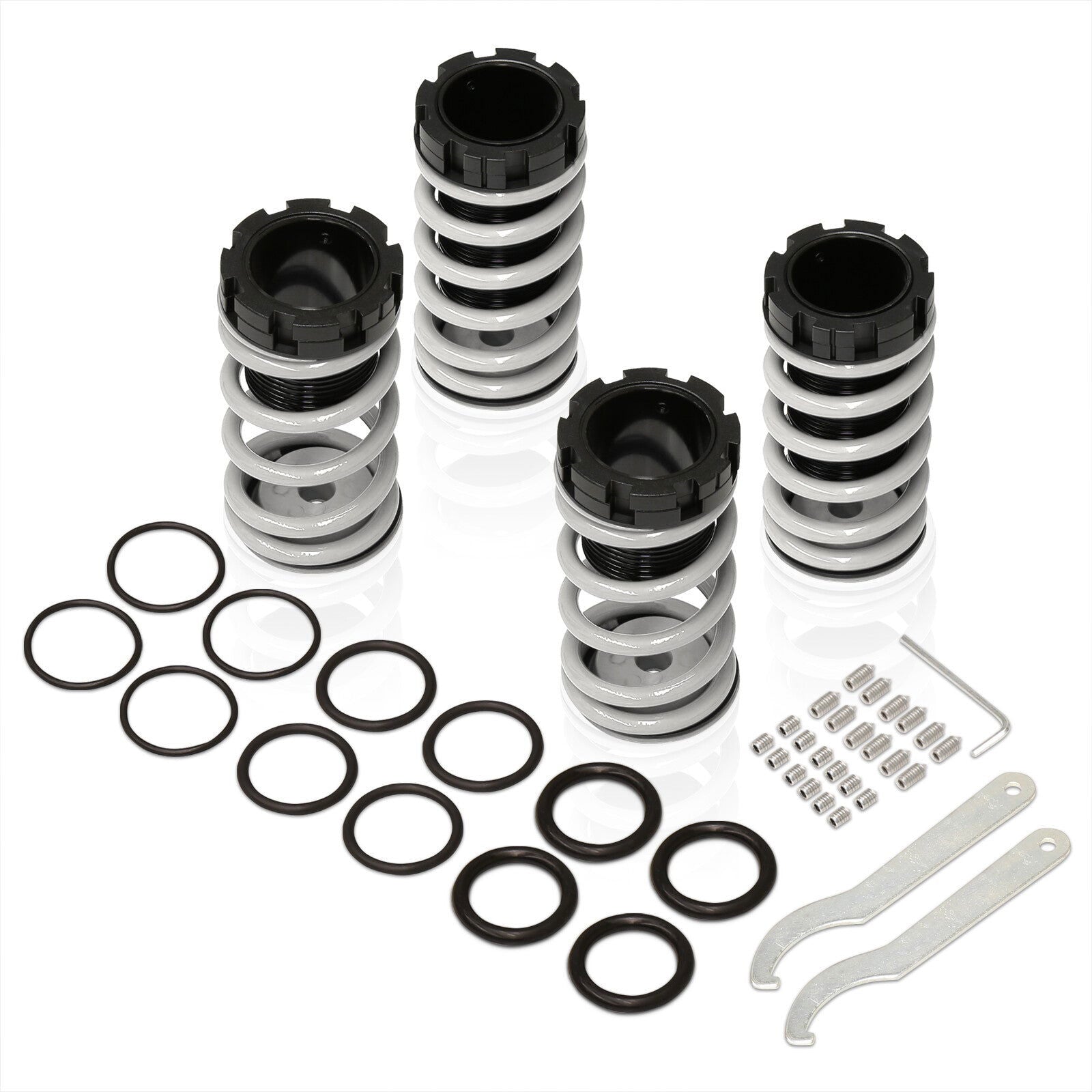 Mitsubishi Eclipse 1989-1999 / Nissan Sentra 1991-1999 / Toyota Corolla 1993-1997 Coilover Sleeves Kit Silver (Black Sleeves) - Parts Agent