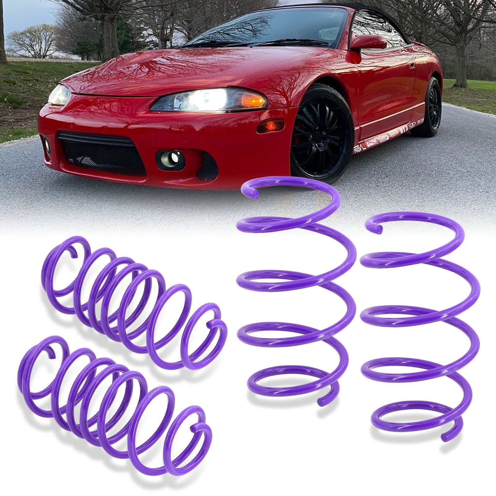 Mitsubishi Eclipse 1995-1999 / Eagle Talon 1995-1998 Lowering Springs Purple (Front ~1.5" / Rear ~1.25") - Parts Agent