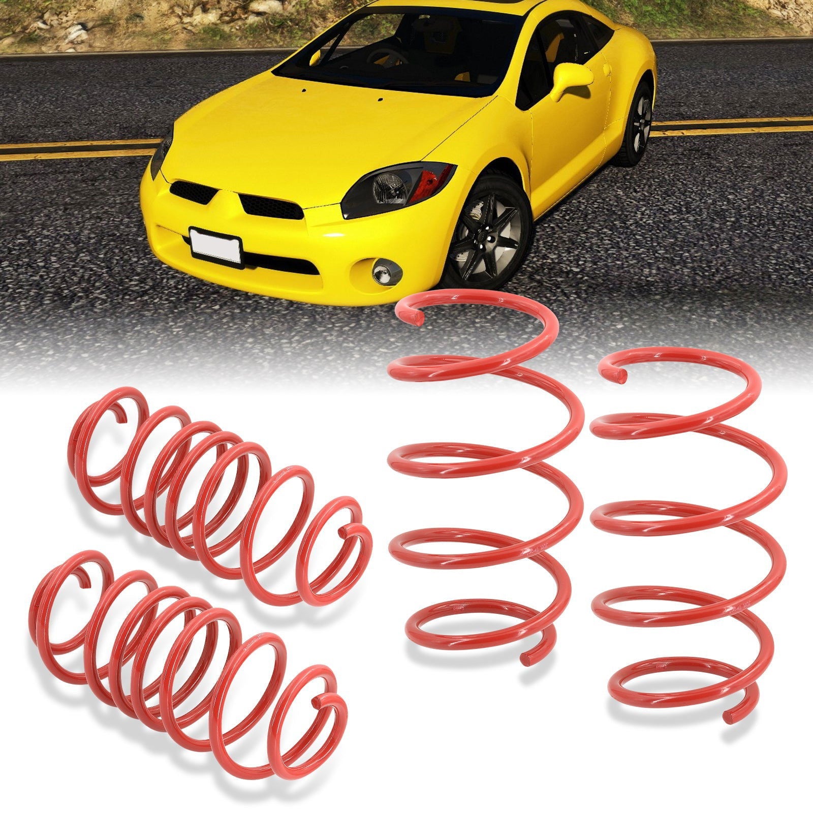 Mitsubishi Eclipse 2006-2012 Lowering Springs Red (Front ~ 2.5" / Rear ~ 2.6") - Parts Agent