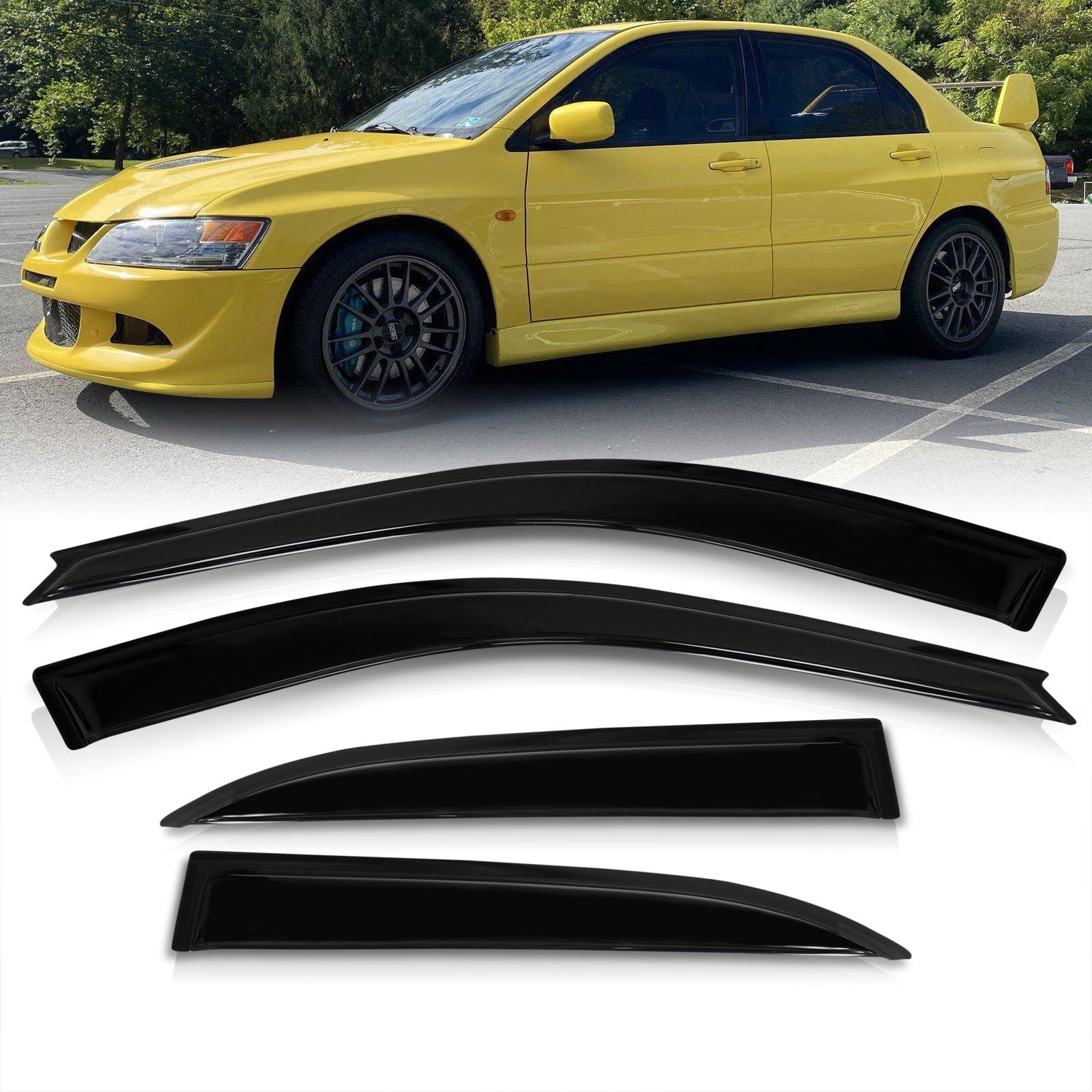 Mitsubishi Lancer 2002-2006 4 Door Tape On Window Visors - Parts Agent