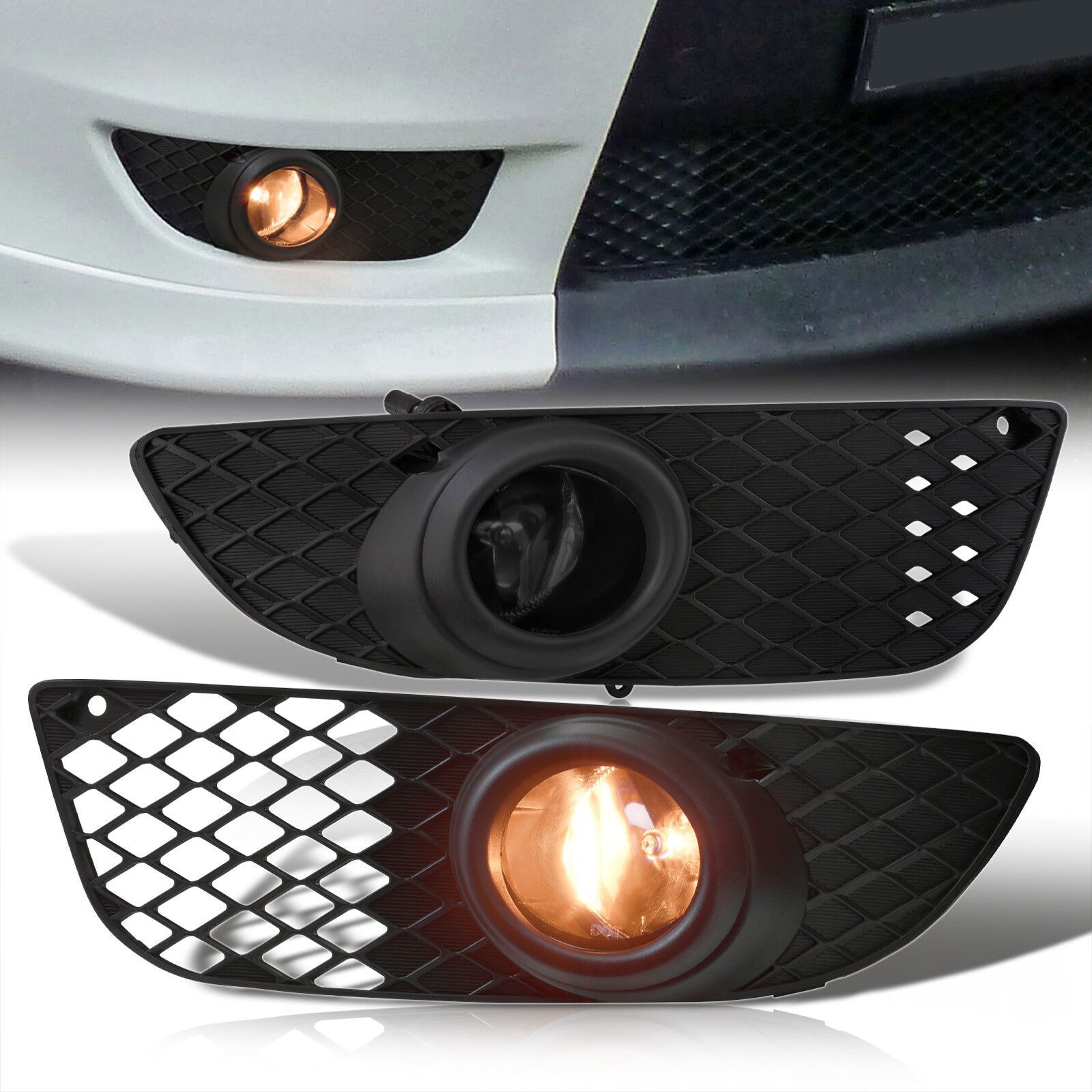 Mitsubishi Lancer 2008-2015 Front Fog Lights Smoked Len (Includes Switch & Wiring Harness) - Parts Agent