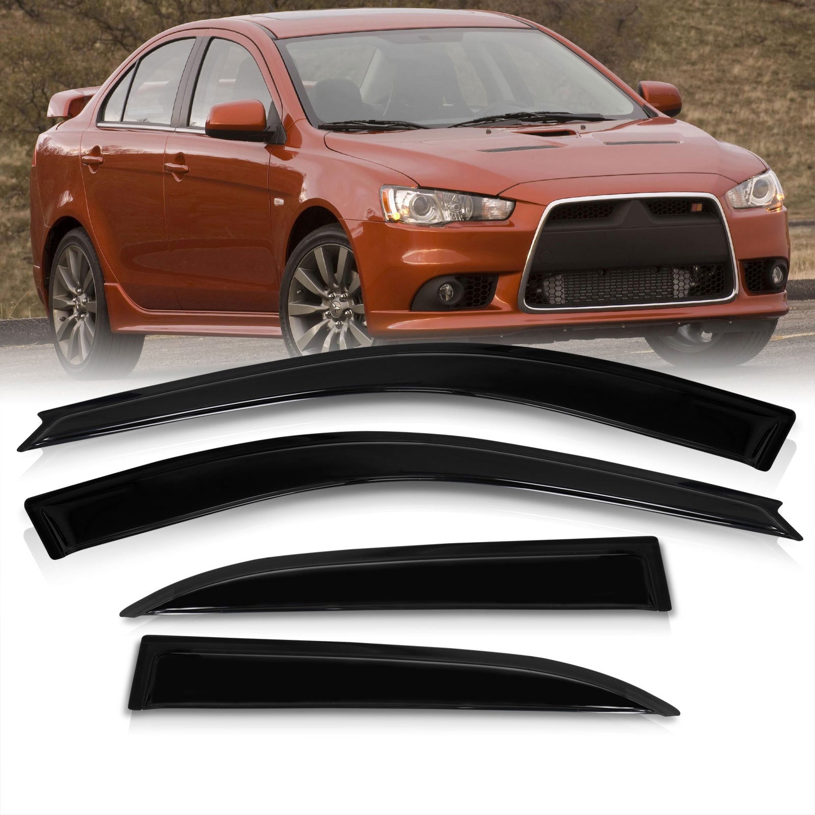Mitsubishi Lancer 2008-2017 4 Door Tape On Window Visors - Parts Agent
