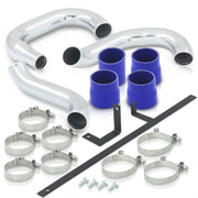 Mitsubishi Lancer EVO 7 8 9 2001-2007 Bolt-On Aluminum Polished Piping Kit + Blue Couplers - Parts Agent