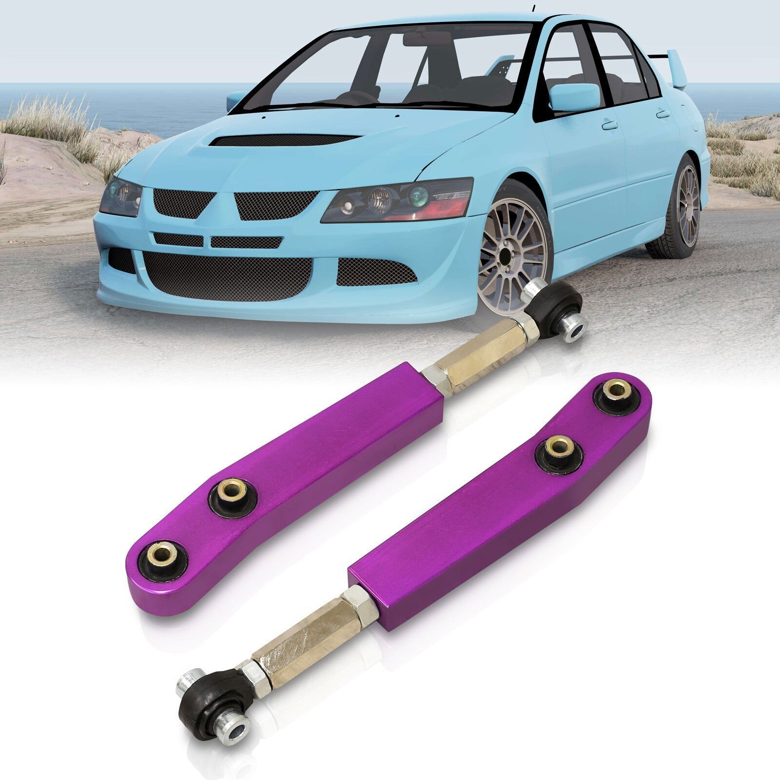 Mitsubishi Lancer EVO VII VIII IX 2003-2007 Rear Lower Adjustable Camber Kit Control Arms Purple - Parts Agent