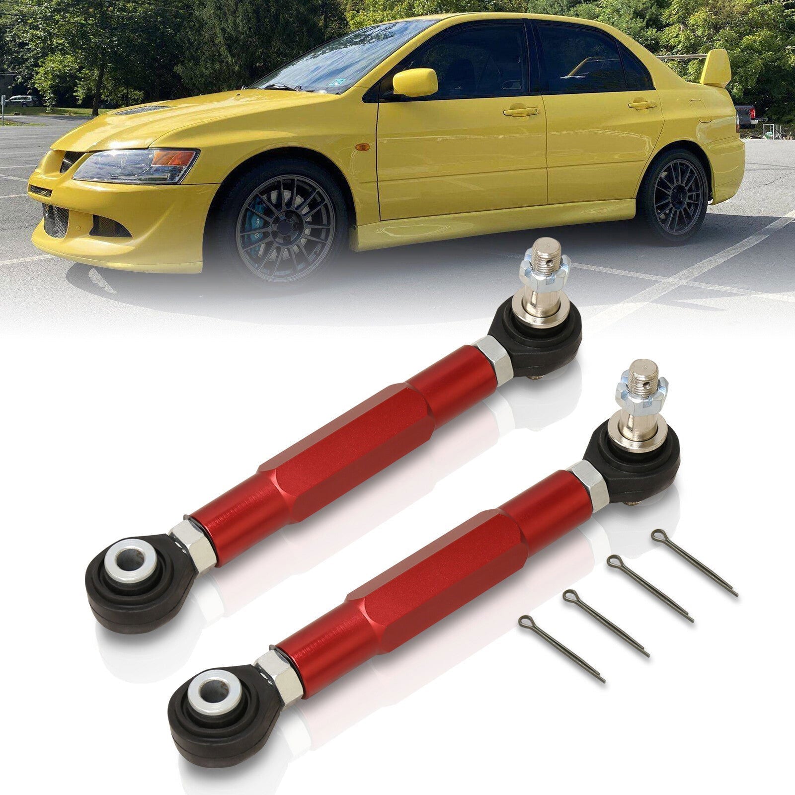 Mitsubishi Lancer EVO VII VIII IX 2003-2007 Rear Lower Adjustable Toe Control Arms Red - Parts Agent