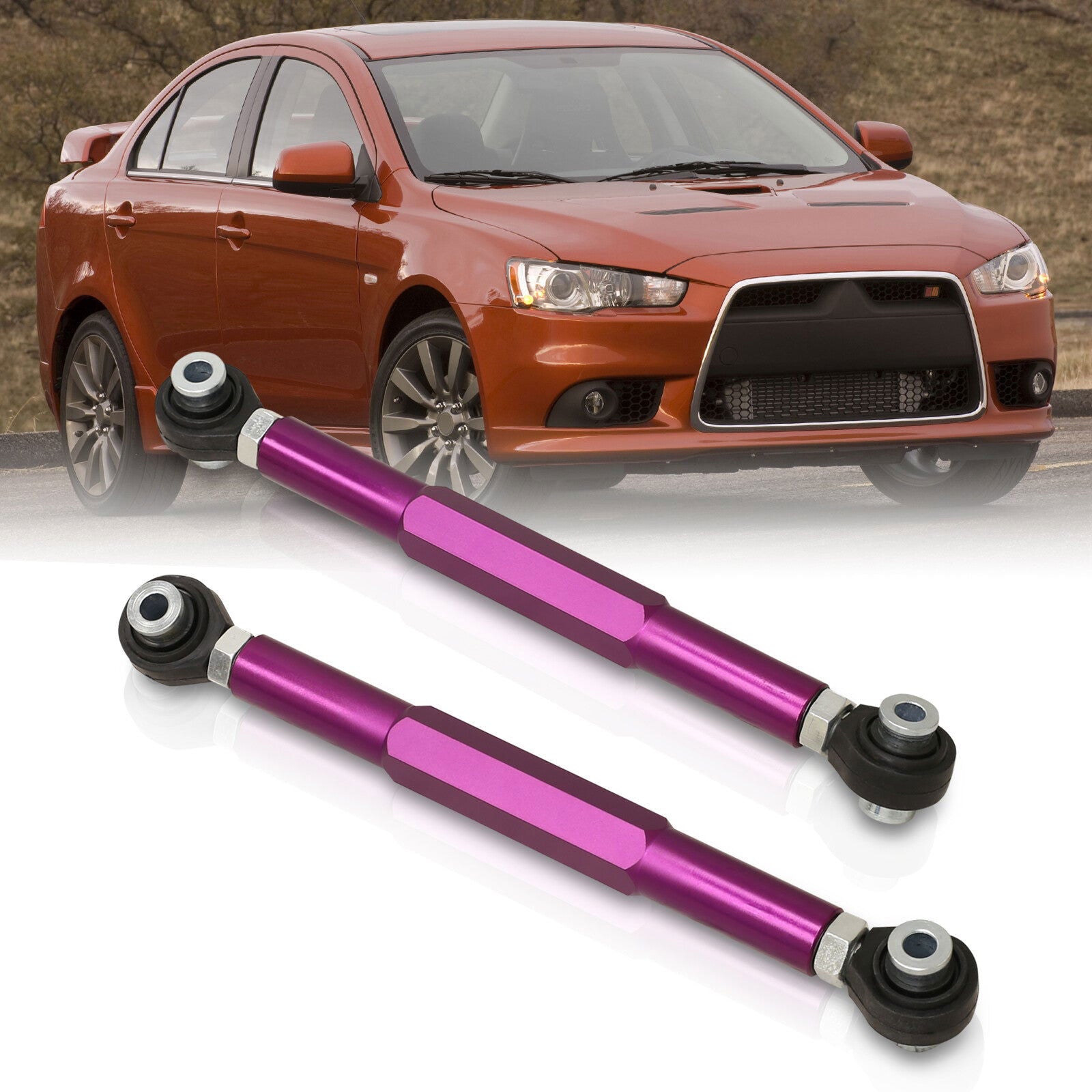 Mitsubishi Lancer EVO X 2008-2015 Rear Lower Adjustable Camber Kit Control Arms Purple - Parts Agent