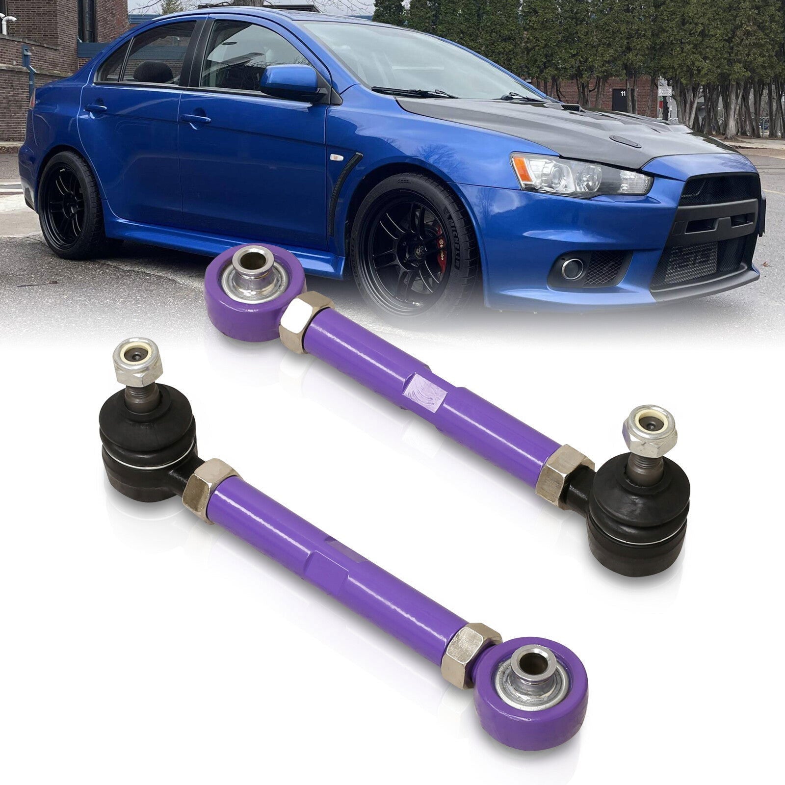 Mitsubishi Lancer EVO X 2008-2015 Rear Lower Adjustable Toe Control Arms Purple - Parts Agent