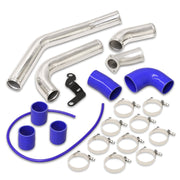 Mitsubishi Lancer Evo X 2008-2015 Bolt-On Aluminum Polished Piping Kit + Blue Couplers - Parts Agent