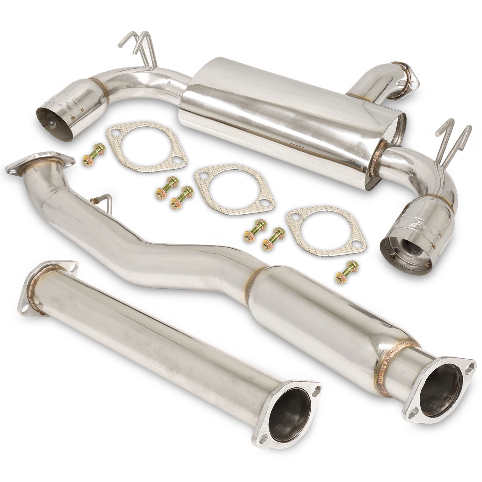 Mitsubishi Lancer Evo X 2008-2015 Dual Tip Stainless Steel Catback Exhaust System (Piping: 3.0" / 76mm | Tip: 4.0") - Parts Agent