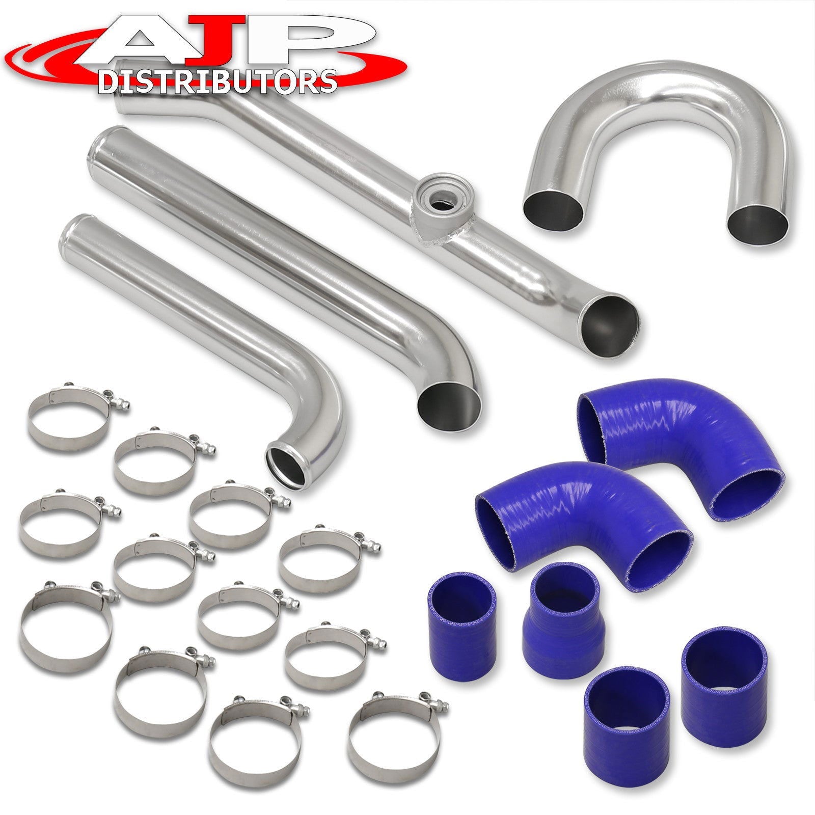 Mitsubishi Mirage 1.5L 4G15 1989-1997 Bolt-On Aluminum Polished Piping Kit + Blue Couplers - Parts Agent