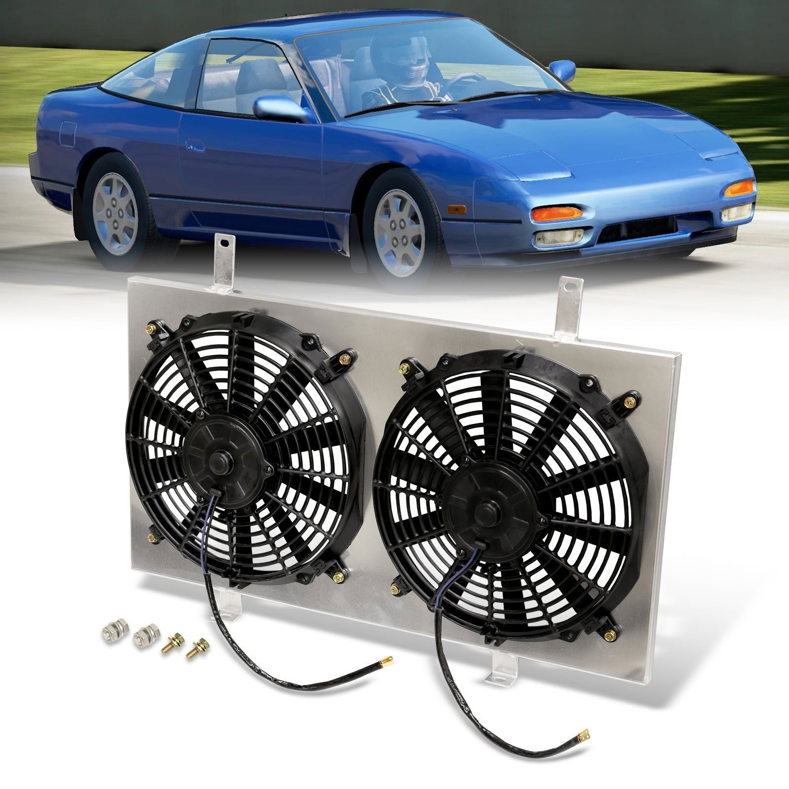 Nissan 240SX 1989-1994 M/T SR20 Aluminum Radiator Dual Fan Shroud - Parts Agent