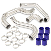 Nissan 240SX S13 180SX 89-94 CA18DET Bolt-On Aluminum Polished Piping Kit + Blue Couplers - Parts Agent