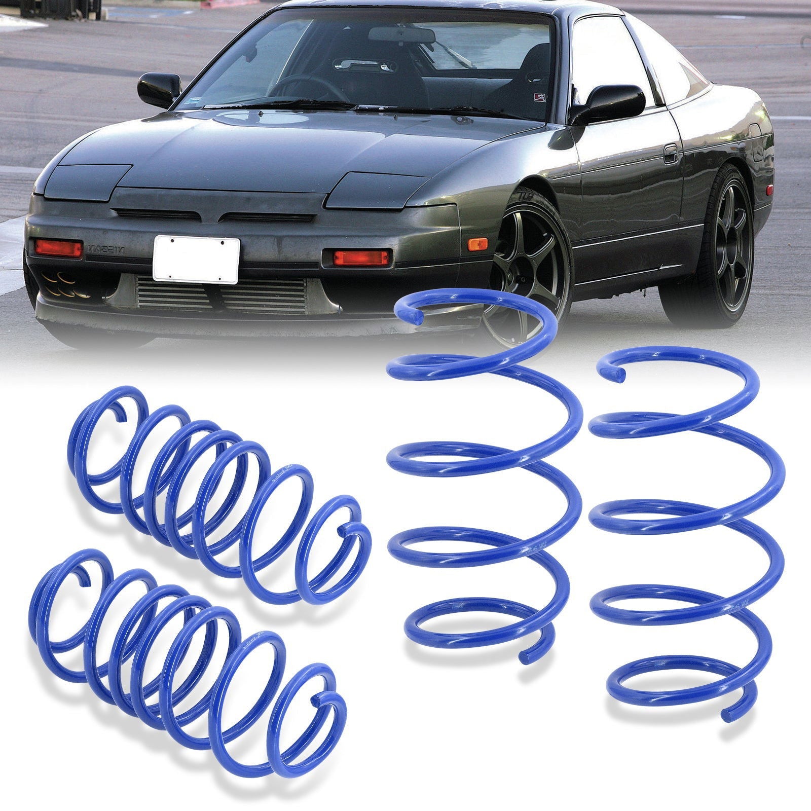 Nissan 240SX S13 1989-1994 Lowering Springs Blue (Front ~1.5" / Rear ~1.2") - Parts Agent