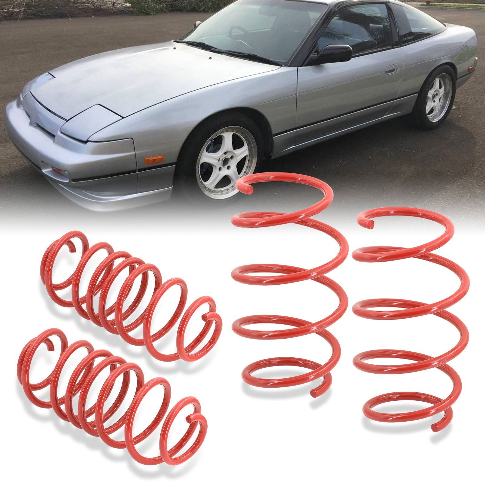 Nissan 240SX S13 1989-1994 Lowering Springs Red (Front ~1.5" / Rear ~1.2") - Parts Agent