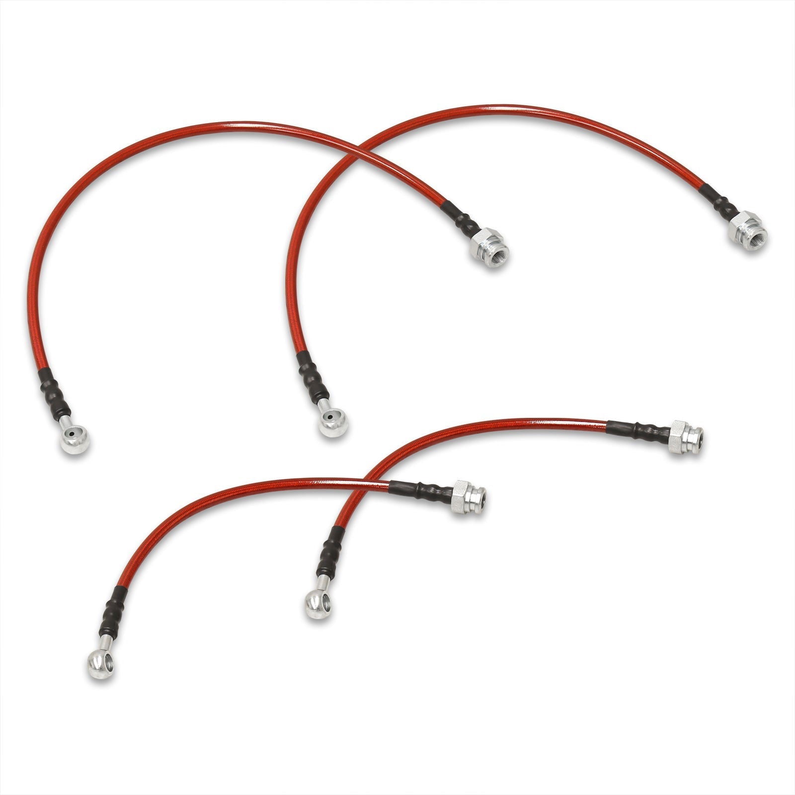 Nissan 240SX S13 1989-1994 Stainless Steel Braided Oil Brake Lines Red - Parts Agent