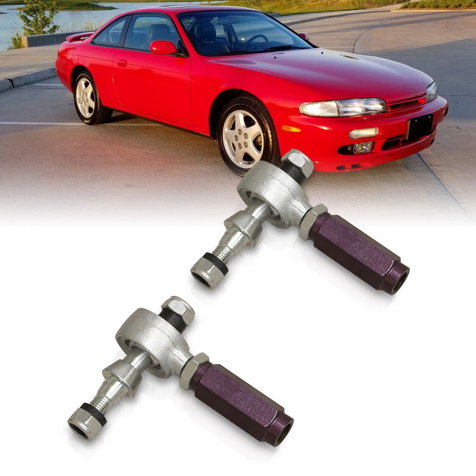 Nissan 240SX S14 1995-1998 Adjustable Tie Rod End Links Purple - Parts Agent