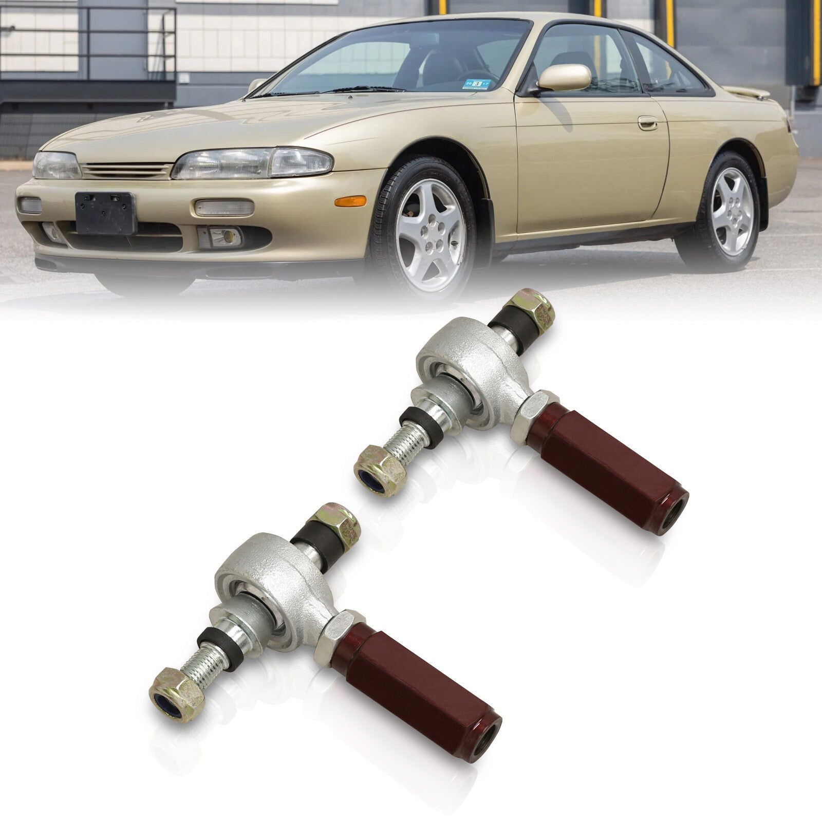 Nissan 240SX S14 1995-1998 Adjustable Tie Rod End Links Red - Parts Agent
