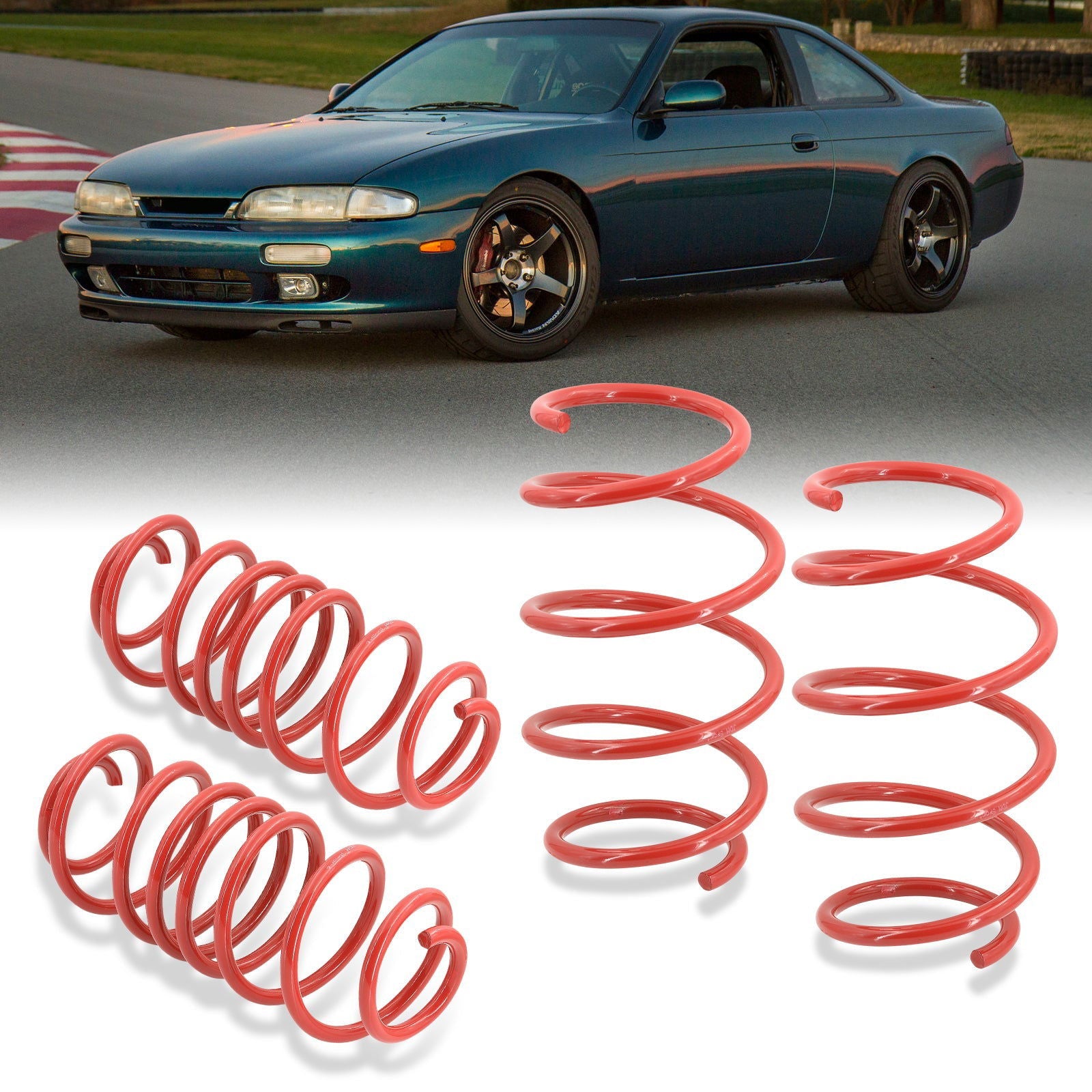 Nissan 240SX S14 1995-1998 Lowering Springs Red (Front ~1.4" / Rear ~1.0") - Parts Agent