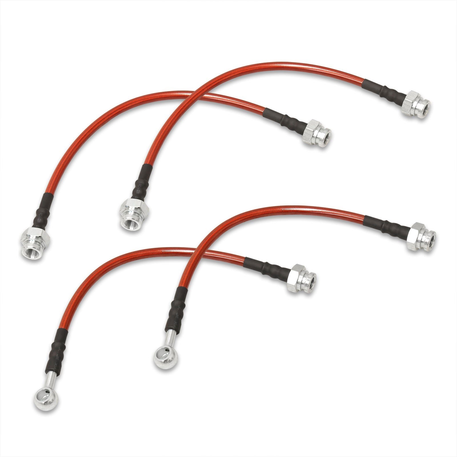 Nissan 240SX S14 1995-1998 Stainless Steel Braided Oil Brake Lines Red - Parts Agent