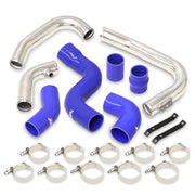 Nissan 300ZX Z32 1990-1996 VG30DETT Twin Turbo Bolt-On Aluminum Polished Piping Kit + Blue Couplers (Use with IC-SI1004) - Parts Agent