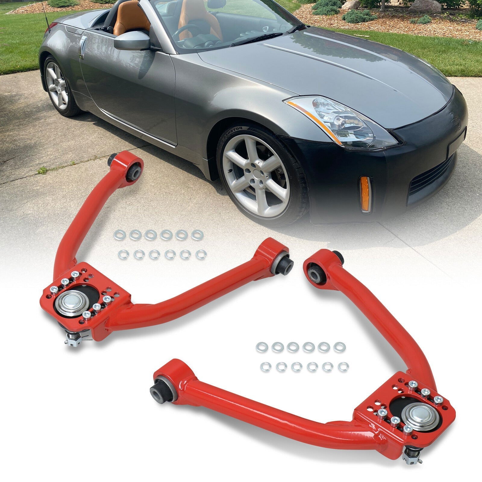 Nissan 350Z 2003-2009 / Infiniti G35 2003-2007 Front Upper Control Arms Camber Kit Red - Parts Agent