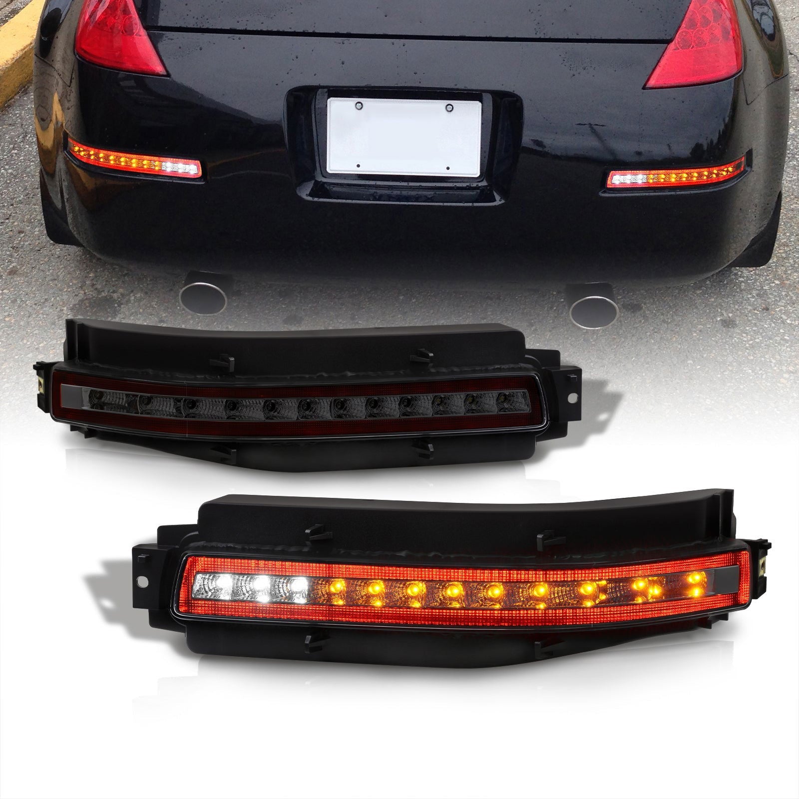 Nissan 350Z Z33 2003-2009 Rear 4-in-1 Function Sequential LED Fog Light (Brake/Reverse/Running/Signal) Smoke Len - Parts Agent