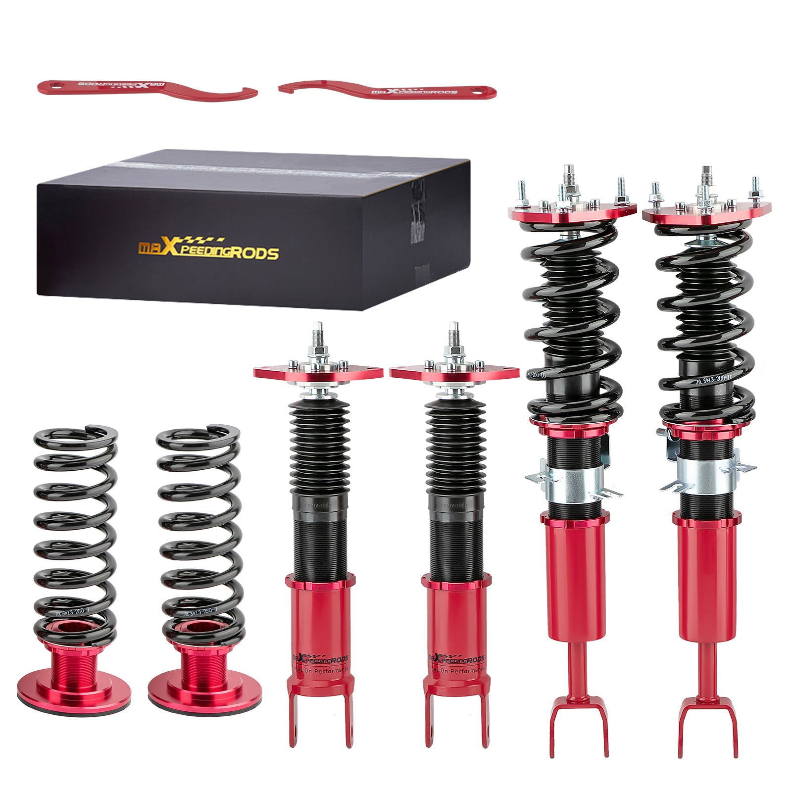 Nissan 350z coilovers Z33 Height Adj. Coilovers Kits Racing Shocks Red lowering kit - Parts Agent