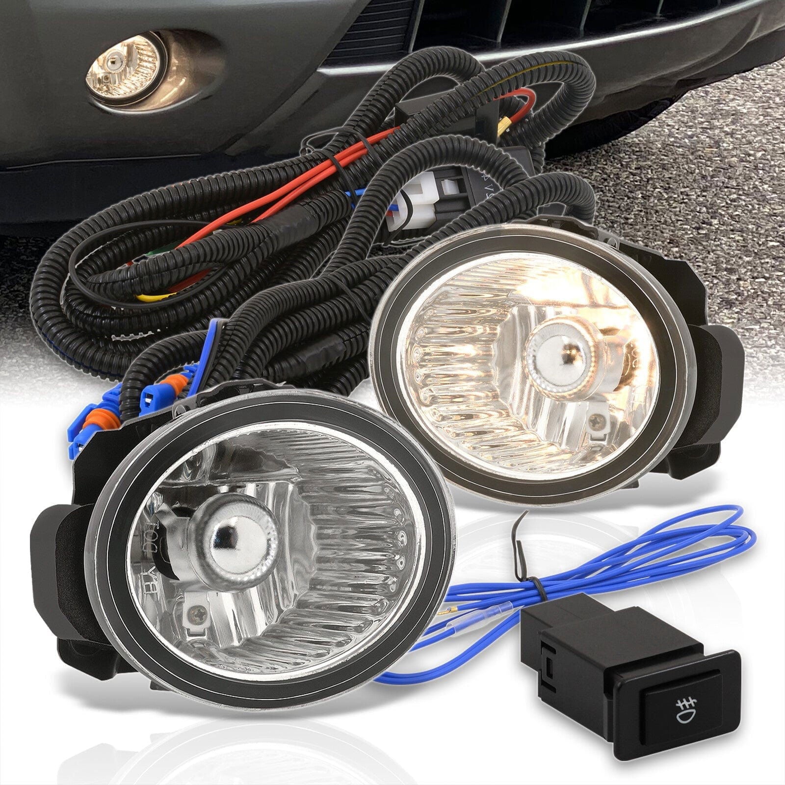 Nissan Altima 2002-2004 / Murano 2003-2005 / Infiniti FX35 FX45 2003-2005 Front Fog Lights Clear Len (Includes Switch & Wiring Harness) - Parts Agent