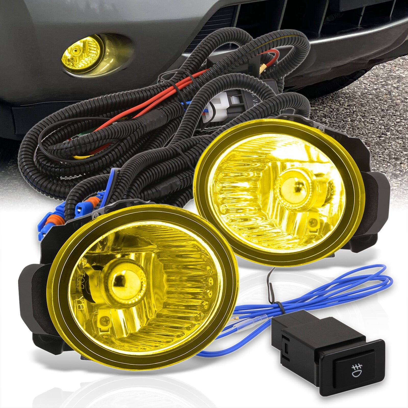 Nissan Altima 2002-2004 / Murano 2003-2005 / Infiniti FX35 FX45 2003-2005 Front Fog Lights Yellow Len (Includes Switch & Wiring Harness) - Parts Agent