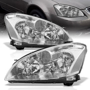 Nissan Altima 2002-2004 Factory Style Headlights Chrome Housing Clear Len Clear Reflector (Halogen Models Only) - Parts Agent