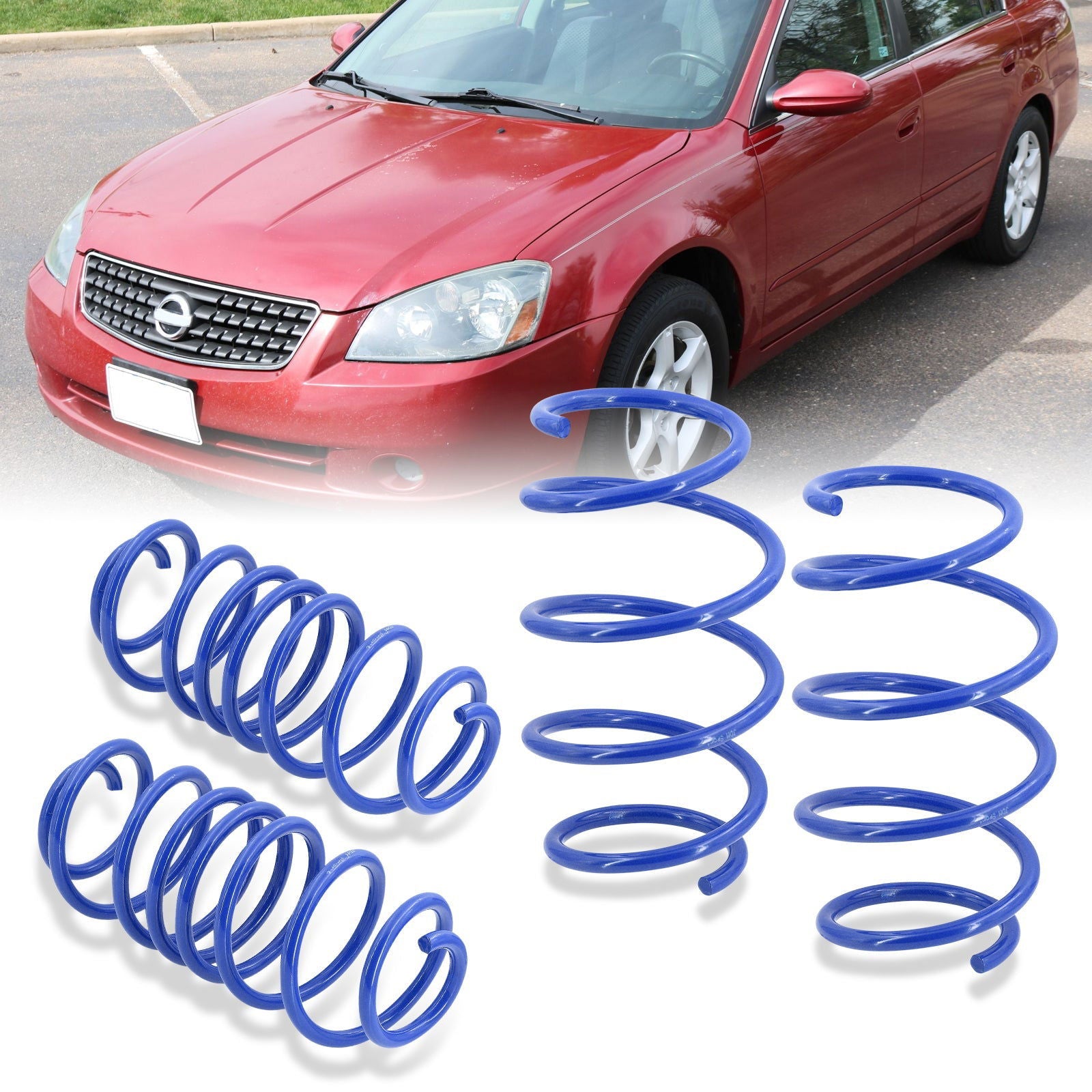 Nissan Altima 2002-2006 Lowering Springs Blue (Front ~ 1.9" / Rear ~ 1.4") - Parts Agent