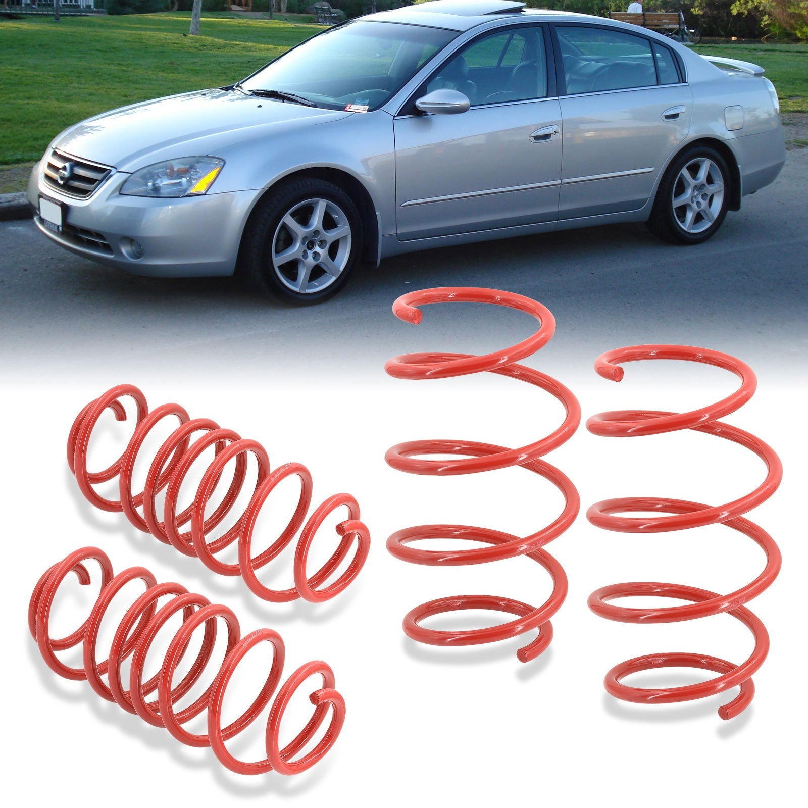 Nissan Altima 2002-2006 Lowering Springs Red (Front ~ 1.9" / Rear ~ 1.4") - Parts Agent