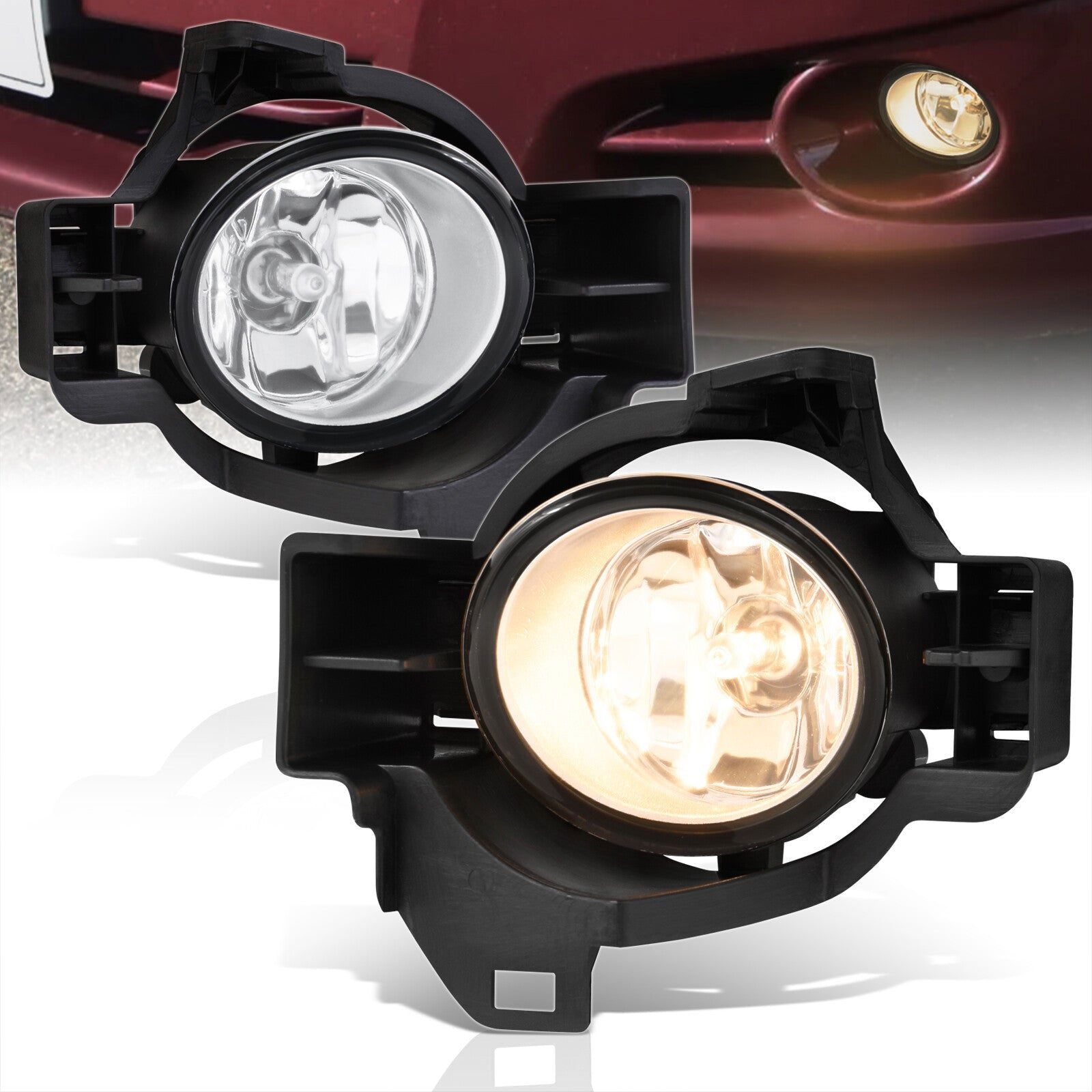 Nissan Altima 4DR 2010-2012 Front Fog Lights Clear Len (Includes Switch & Wiring Harness) - Parts Agent