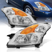 Nissan Altima Sedan 2007-2009 Factory Style Headlights Chrome Housing Clear Len Amber Reflector (Halogen Models Only) - Parts Agent