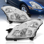 Nissan Altima Sedan 2007-2009 Factory Style Headlights Chrome Housing Clear Len Clear Reflector (Halogen Models Only) - Parts Agent