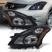 Nissan Altima Sedan 2010-2012 Factory Style Projector Headlights Black Housing Clear Len Amber Reflector (Halogen Models Only) - Parts Agent
