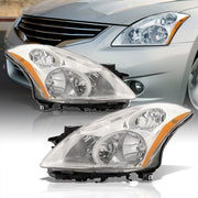 Nissan Altima Sedan 2010-2012 Factory Style Projector Headlights Chrome Housing Clear Len Amber Reflector (Halogen Models Only) - Parts Agent