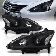 Nissan Altima Sedan 2013-2015 Factory Style Projector Headlights Black Housing Clear Len Clear Reflector (Halogen Models Only) - Parts Agent