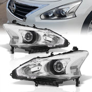 Nissan Altima Sedan 2013-2015 Factory Style Projector Headlights Chrome Housing Clear Len Clear Reflector (Halogen Models Only) - Parts Agent