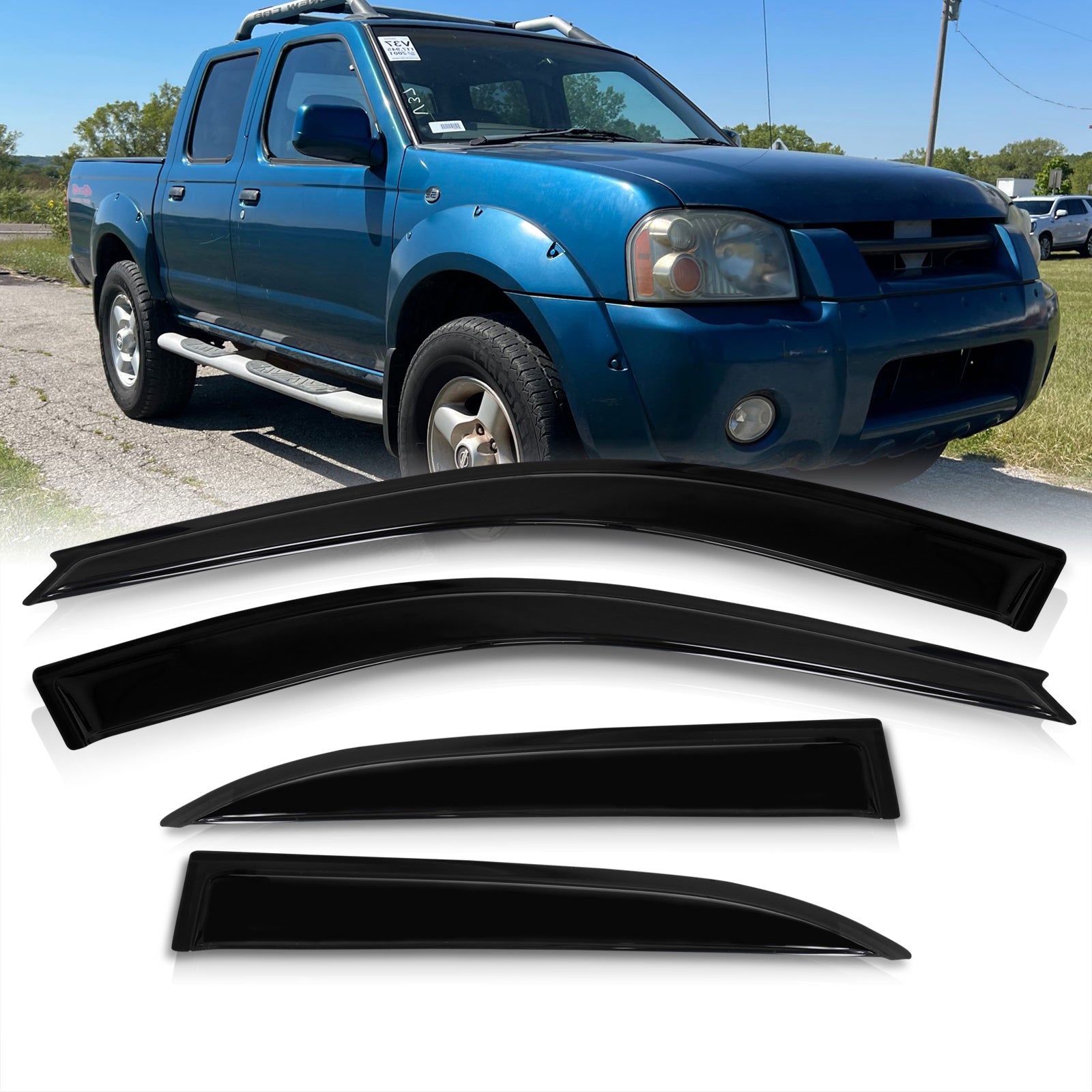 Nissan Frontier 2000-2004 Crew Cab 4 Door Tape On Window Visors - Parts Agent