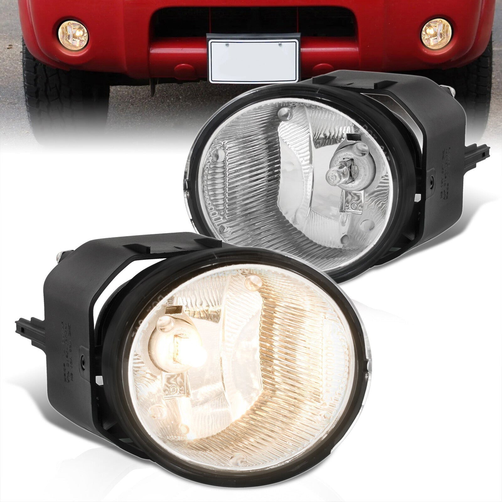 Nissan Frontier 2001-2004 / Maxima 2000-2003 / Sentra 2000-2004 / Xterra 2002-2004 Front Fog Lights Clear Len (Includes Switch & Wiring Harness) - Parts Agent