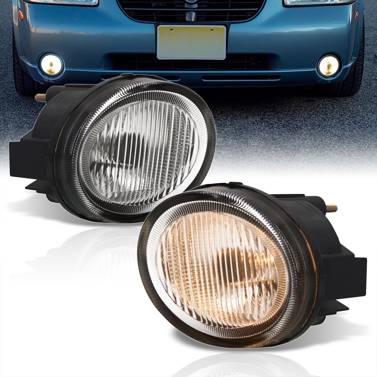 Nissan Maxima 2002-2003 Front Fog Lights Clear Len (No Switch & Wiring Harness) - Parts Agent
