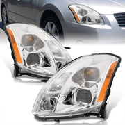Nissan Maxima 2004-2006 Factory Style Projector Headlights Chrome Housing Clear Len Amber Reflector (Halogen Models Only) - Parts Agent