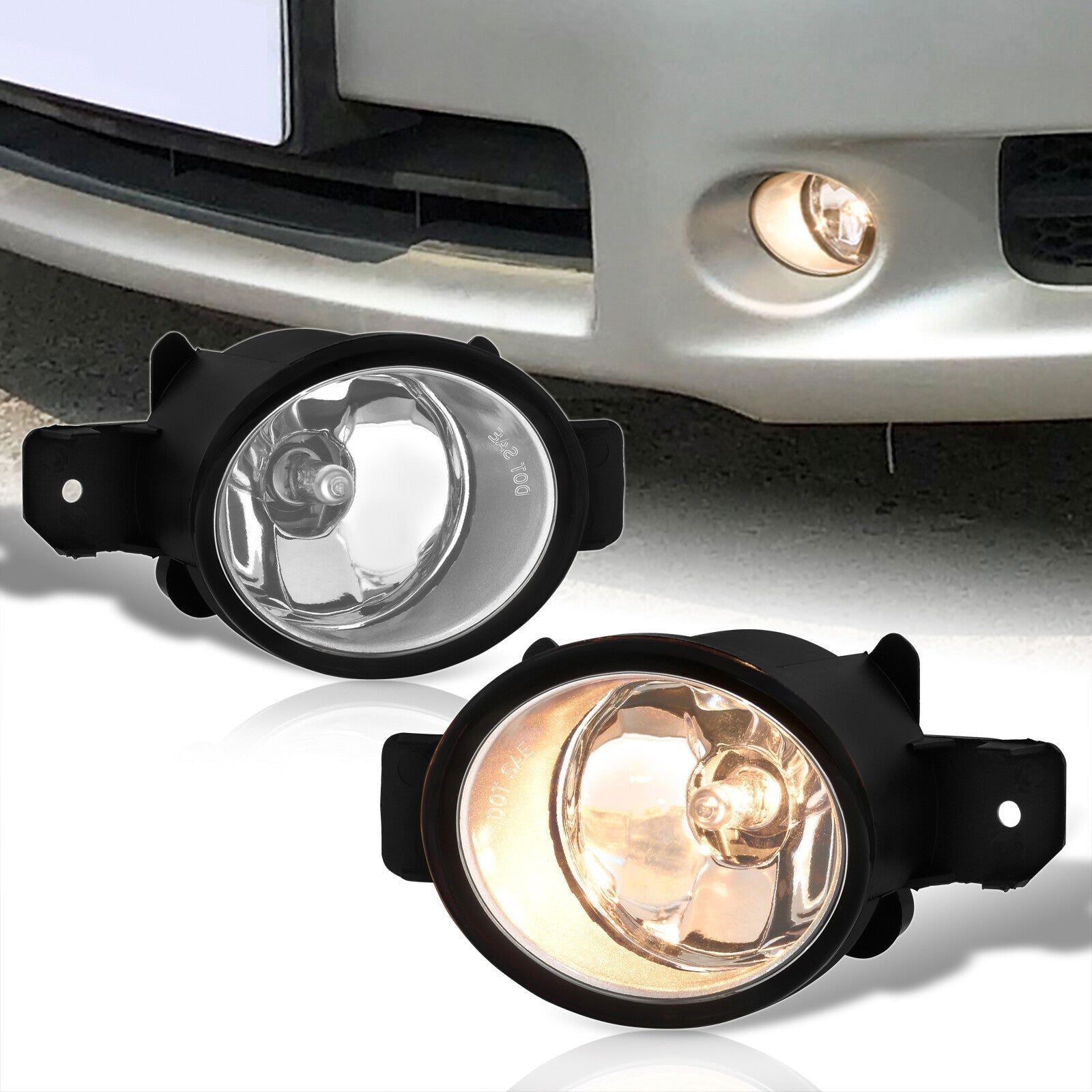 Nissan Maxima 2009-2014 Front Fog Lights Clear Len (Includes Switch & Wiring Harness) - Parts Agent